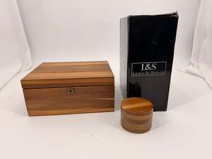Lush & Style Wooden Keepsake Box Set Locking Chest & Round Trinket Box